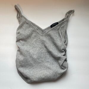 Ambiance Light Gray Ribbed V-Neck Tank Top